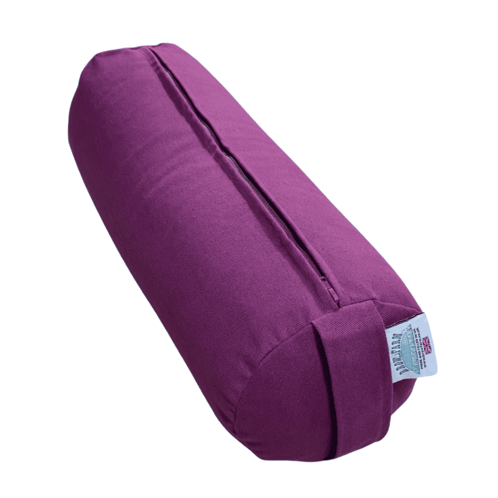 Small aubergine purple colour yoga bolster